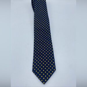 Harry & Sons Mens Vintage Italian Silk Blue Gold Tie Textured Diamond Italy